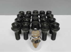 BMW Black Alloy Wheel nut set with locking wheel nuts - Complete Set