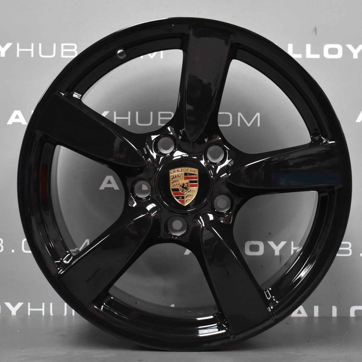 Genuine Porsche Cayman Boxster 5 Spoke 18" inch Alloy Wheels with Gloss Black Finish 98736213601 98736213801