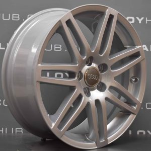 Genuine Audi A3 8P 7 Double Spoke S-Line Black Edition 18″ Inch Alloy Wheels With Silver Finish 8P0 601 025 BC