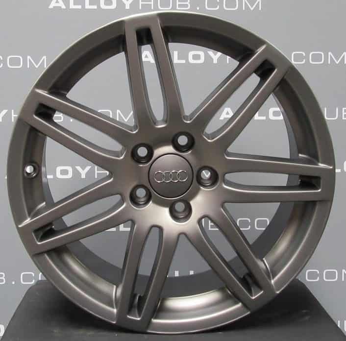 Genuine Audi A3 8P 7 Double Spoke S-Line Black Edition 18″ Inch Alloy Wheels with Satin Grey Finish 8P0 601 025 BC 8AU