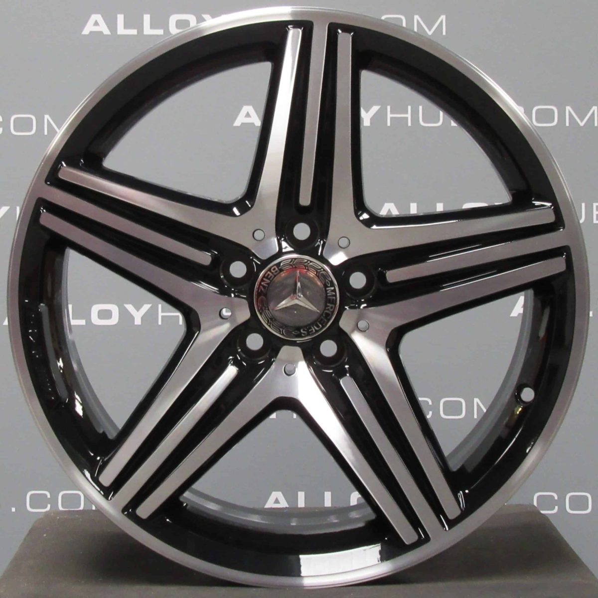 Genuine Mercedes-Benz A/B Class AMG 18" Inch 5 Spoke Alloy Wheels with Gloss Black & Diamond Turned Finish A1764010402