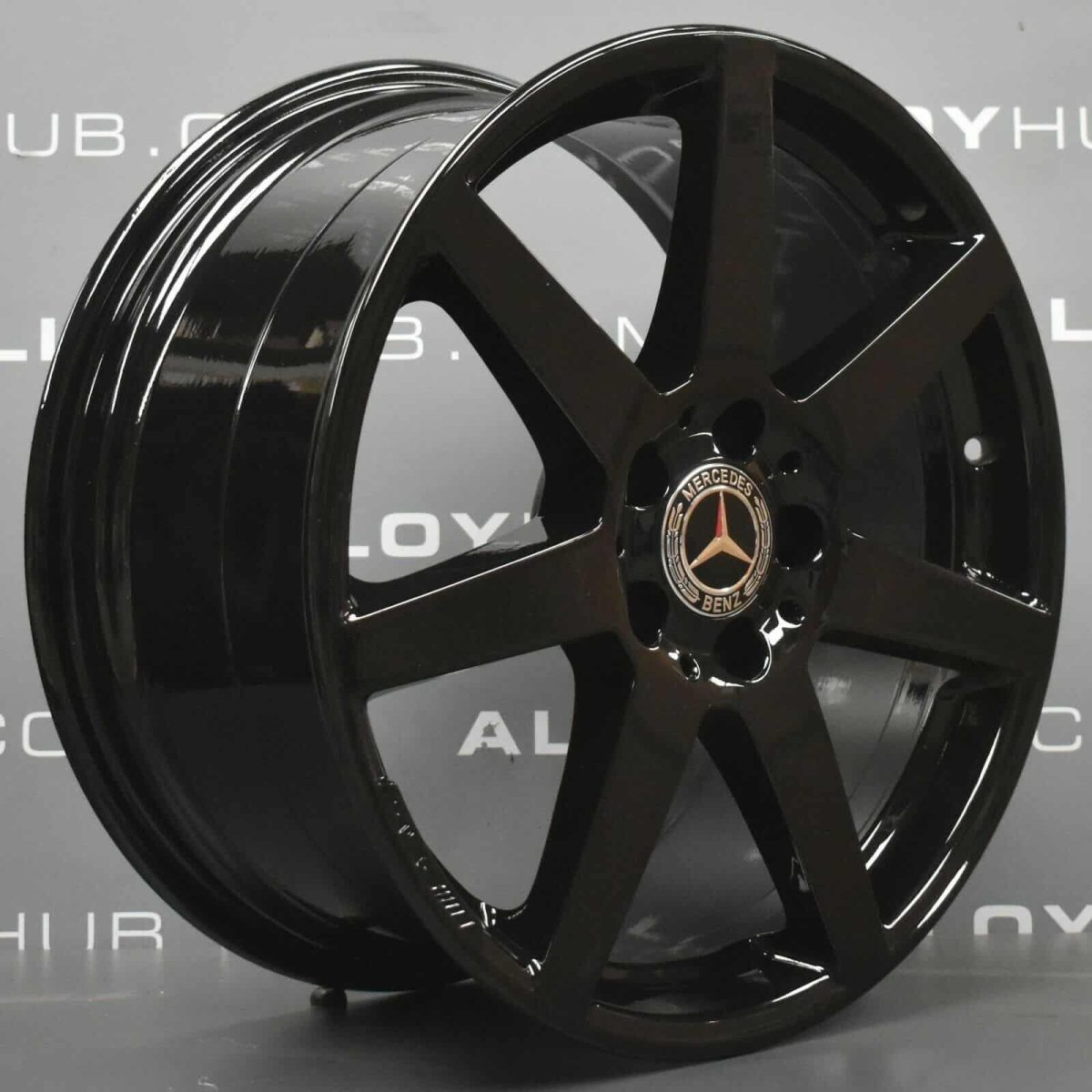 Genuine Mercedes-Benz C-Class AMG W204 7 Spoke 18" inch Alloy Wheels with Gloss Black Finish A2044019802 A2044019902