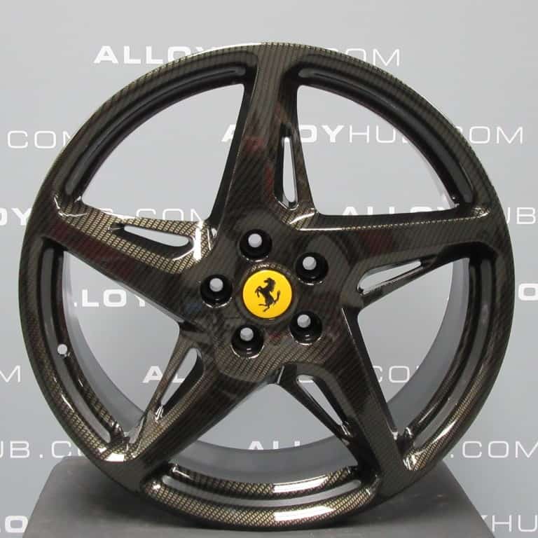 Genuine Ferrari 458 Italia Spider 5 Cross Spoke 20" inch Alloy Wheels with Carbon Fibre Weave Finish 282332 282333