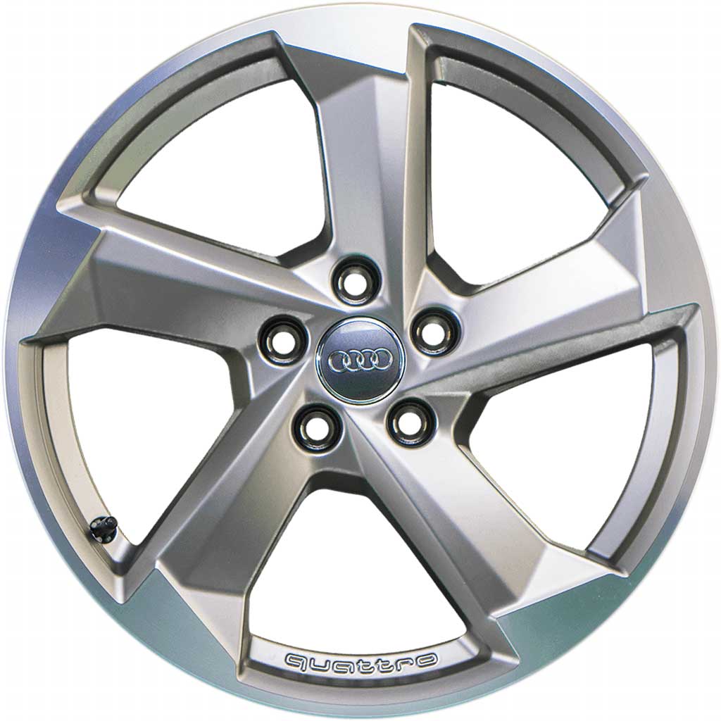 Genuine Audi A5 8W 5 Spoke Rotor Quattro 19" Inch Alloy Wheels with Grey and Diamond Turned Finish 8W0 601 025 CE