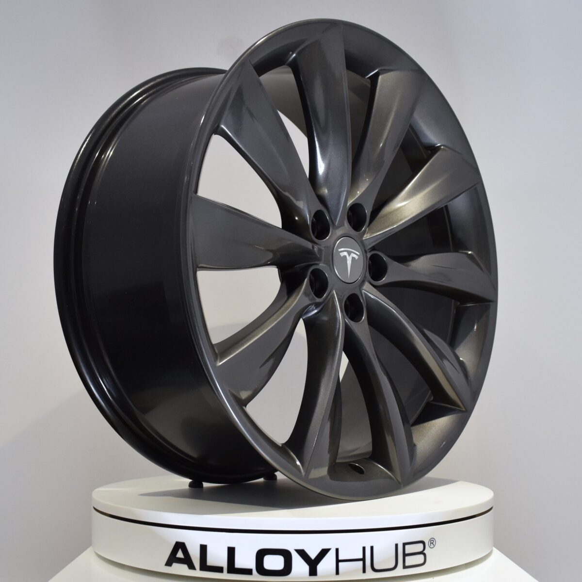 Genuine Tesla Model S Turbine 21" Inch Alloy Wheels with Sonic Grey Finish 6005868-00-01E 1017337-00-B