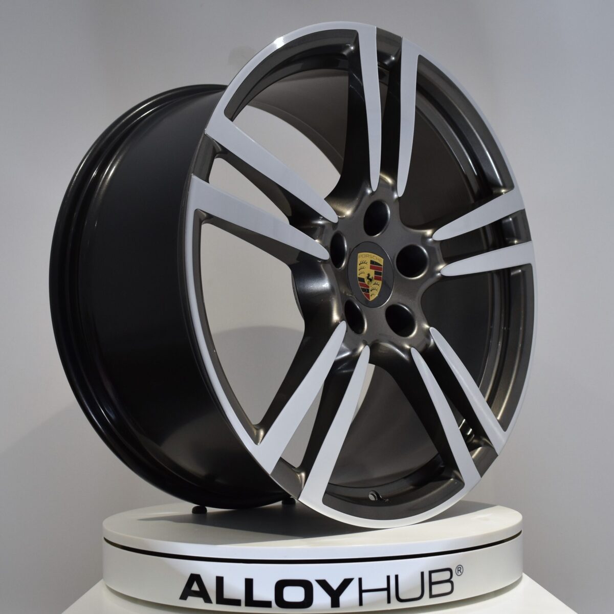 Genuine Porsche Cayenne 958 Turbo II 5 Twin 21" inch Alloy Wheels with Grey & Diamond Turned 7P5601025M