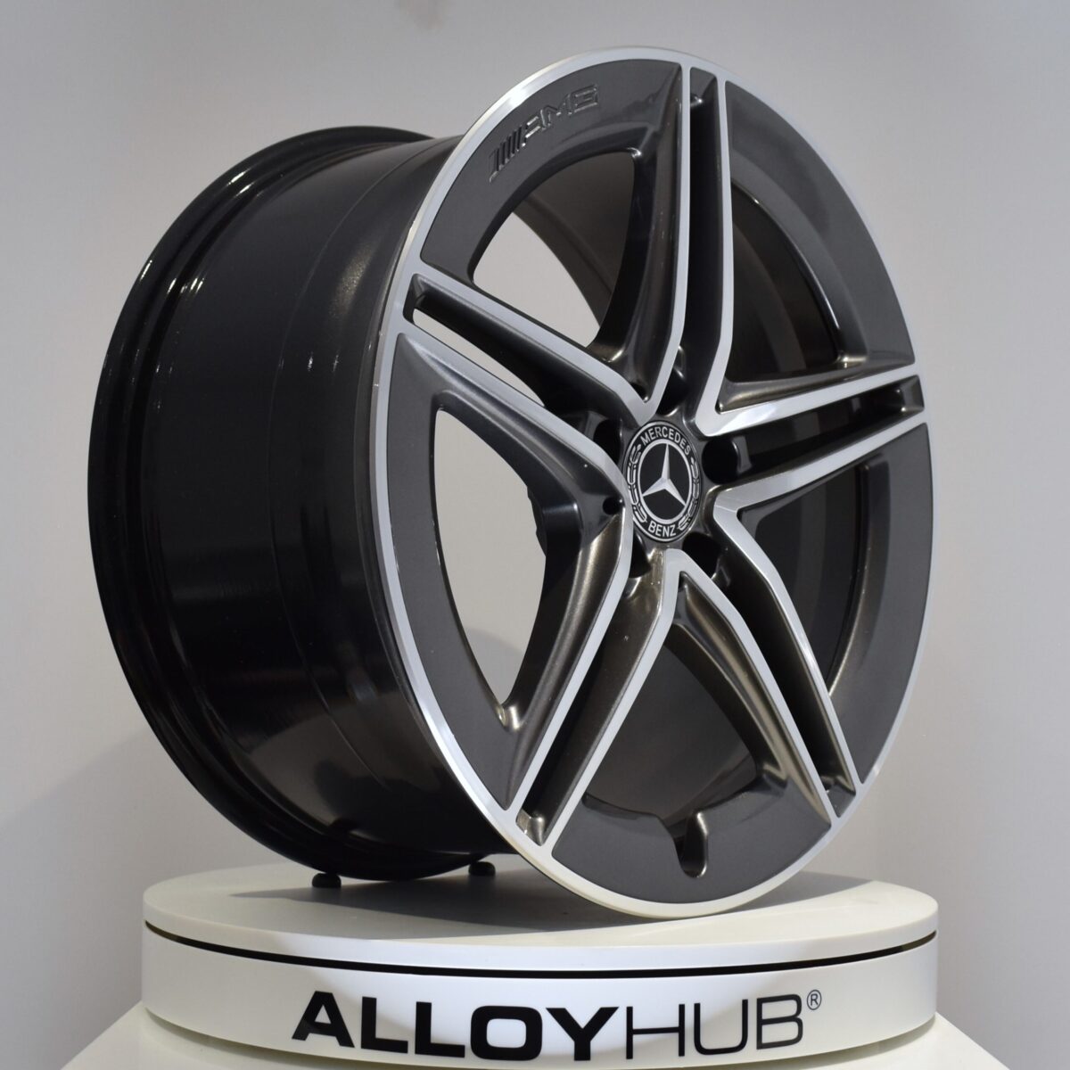 Genuine Mercedes-Benz C-Class W205 C63 Saloon AMG 5 Twin Spoke 19" inch Alloy Wheels with Grey & Diamond Turned Finish A2054010501 A2054010601