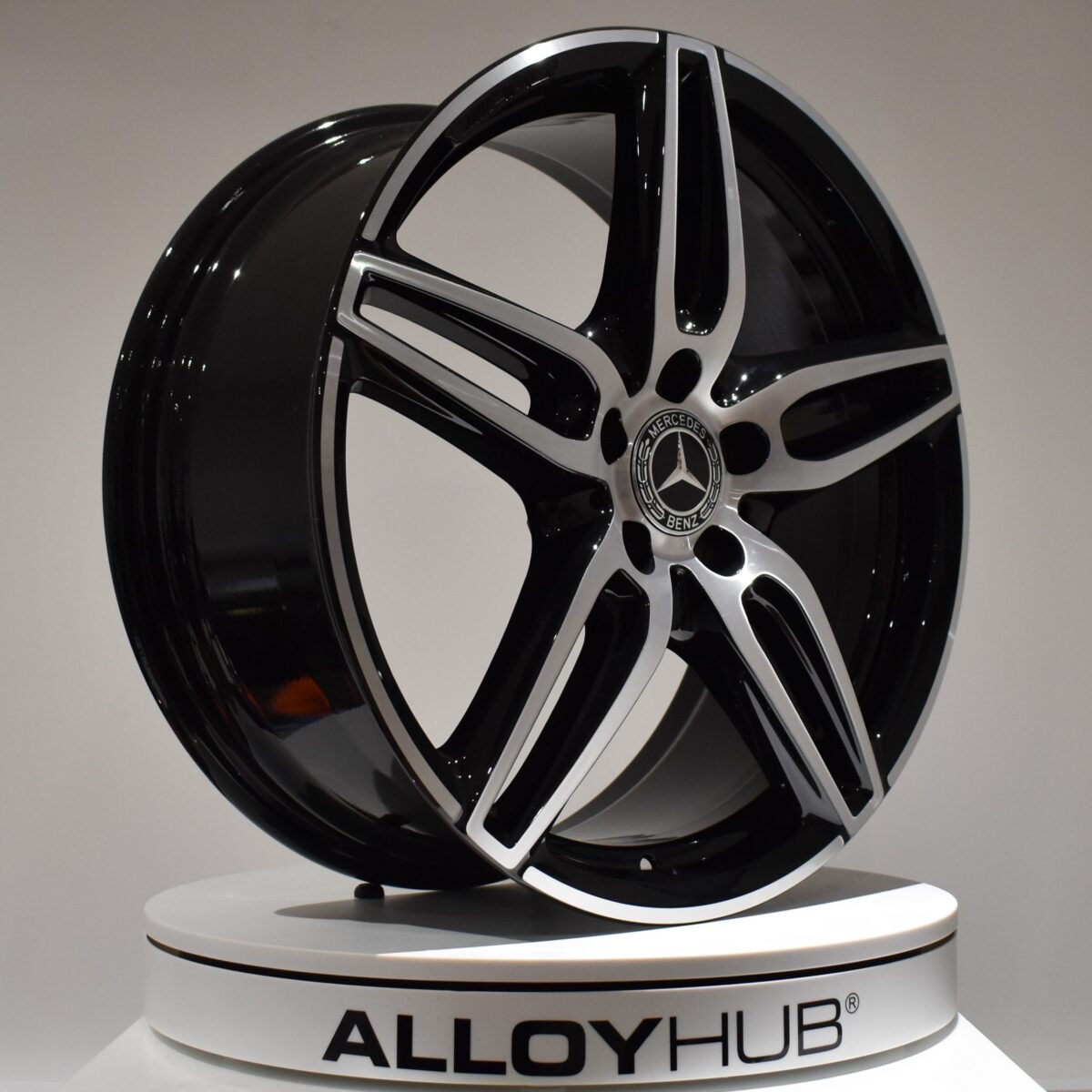 Genuine Mercedes-Benz E CLASS E43 E53 19" inch 5 Twin Spoke Alloy Wheels with Black & Diamond Turned Finish A2134013800 A2134012100
